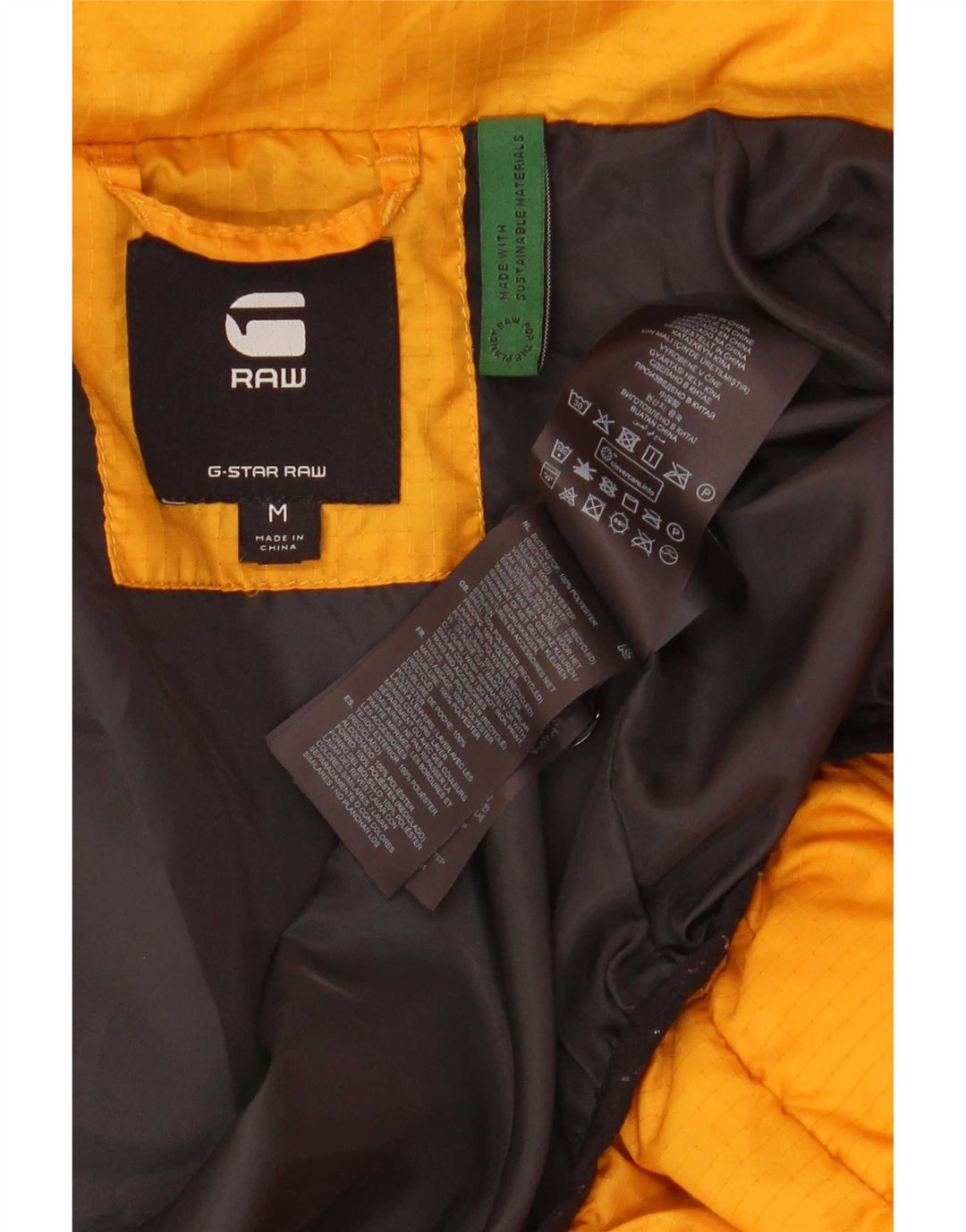 G-Star Wattierte Damenjacke mit Kapuze, UK 14, Mittelgelb, Polyester