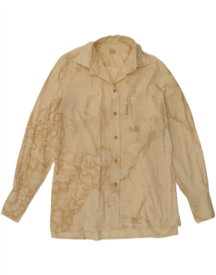 ALVIERO MARTINI Damen Grafikshirt IT 42 Mittelbeige Baumwolle