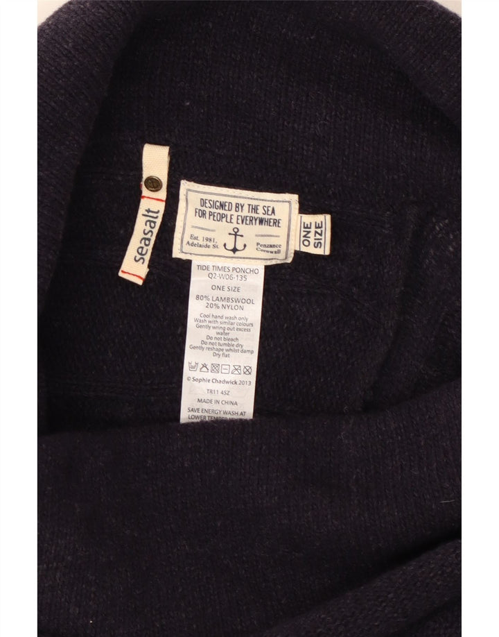 SEASALT Damen Crop Poncho Pullover Einheitsgröße Marineblaue Wolle