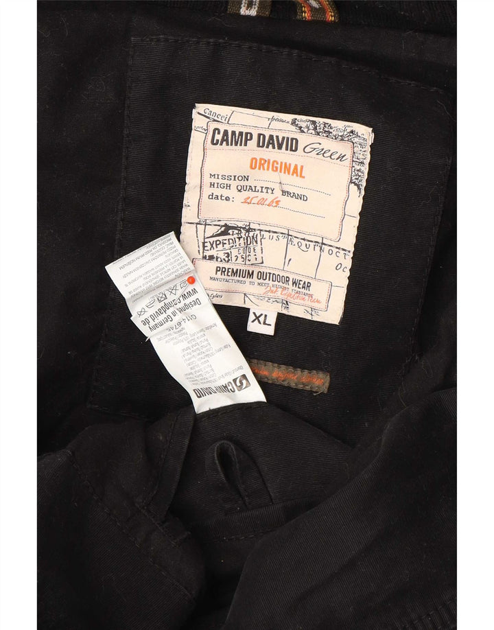 Camp David Herren-Bomberjacke mit Grafik, UK 42, XL, schwarze Baumwolle