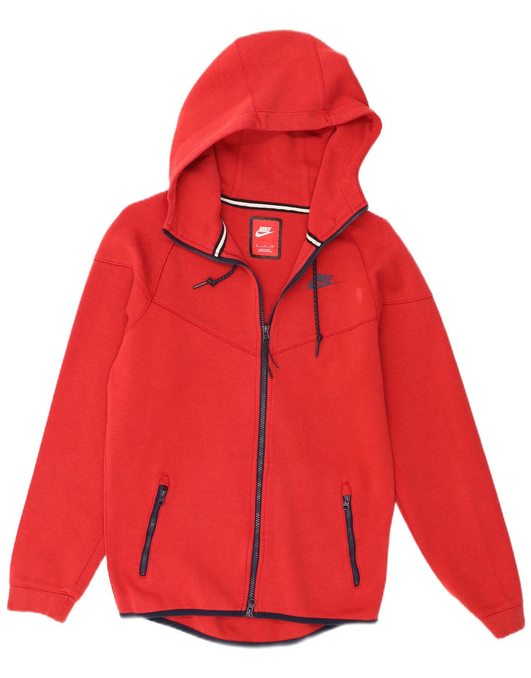 Nike Herren-Kapuzenpullover mit Reißverschluss, klein, aus roter Baumwolle