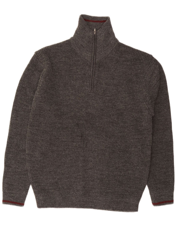 Livergy Herren-Pullover mit Reißverschluss am Hals, UK 42/44, große graue Wolle