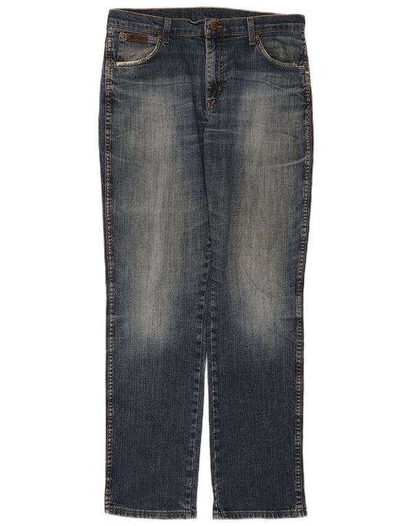 WRANGLER Herren Texas Stretch Straight Jeans W34 L32 Blaue Baumwolle