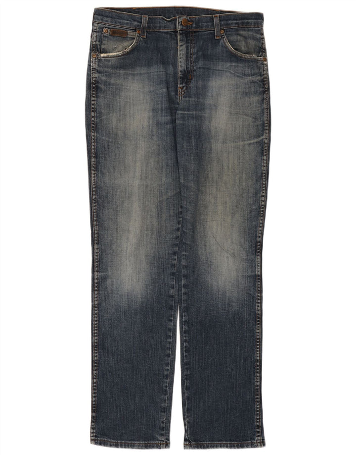 WRANGLER Herren Texas Stretch Straight Jeans W34 L32 Blaue Baumwolle
