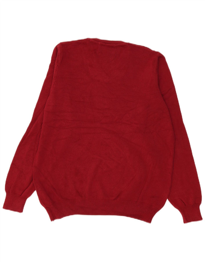 Marks & Spencer Herren-Pullover mit V-Ausschnitt aus mittelroter Baumwolle