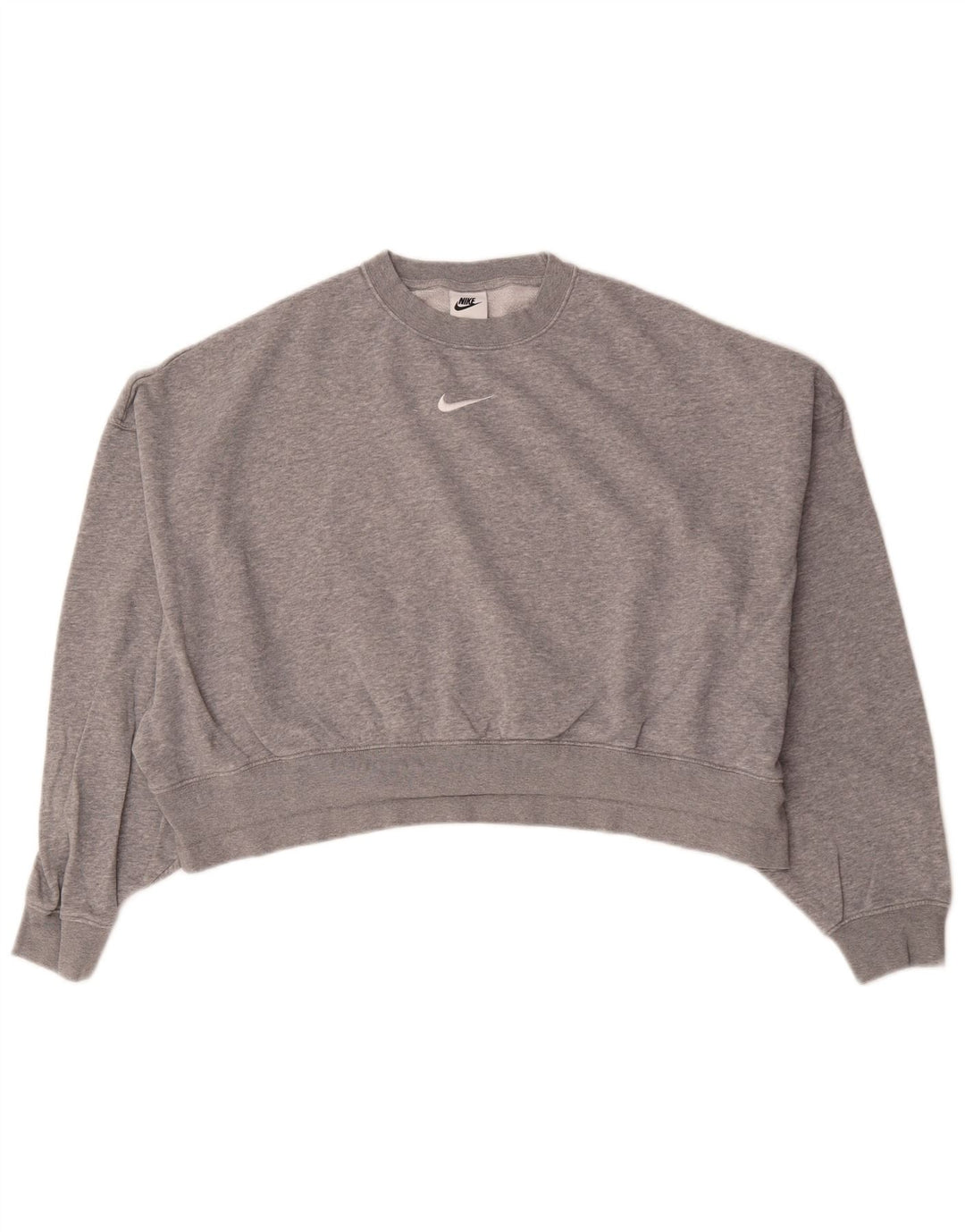 Nike Womens Crop Oversized Sweatshirt Pullover UK 10 Small Grau meliert