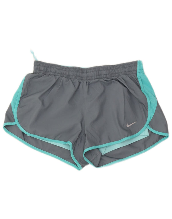 Adidas Damen Dri Fit Sport Shorts UK 14 Mittelgrau Farbblock