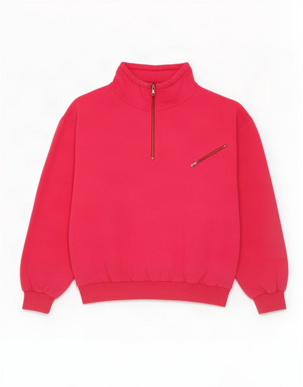 Vintage Damen Oversized Sweatshirt Pullover UK 14 Mittelrosa Baumwolle