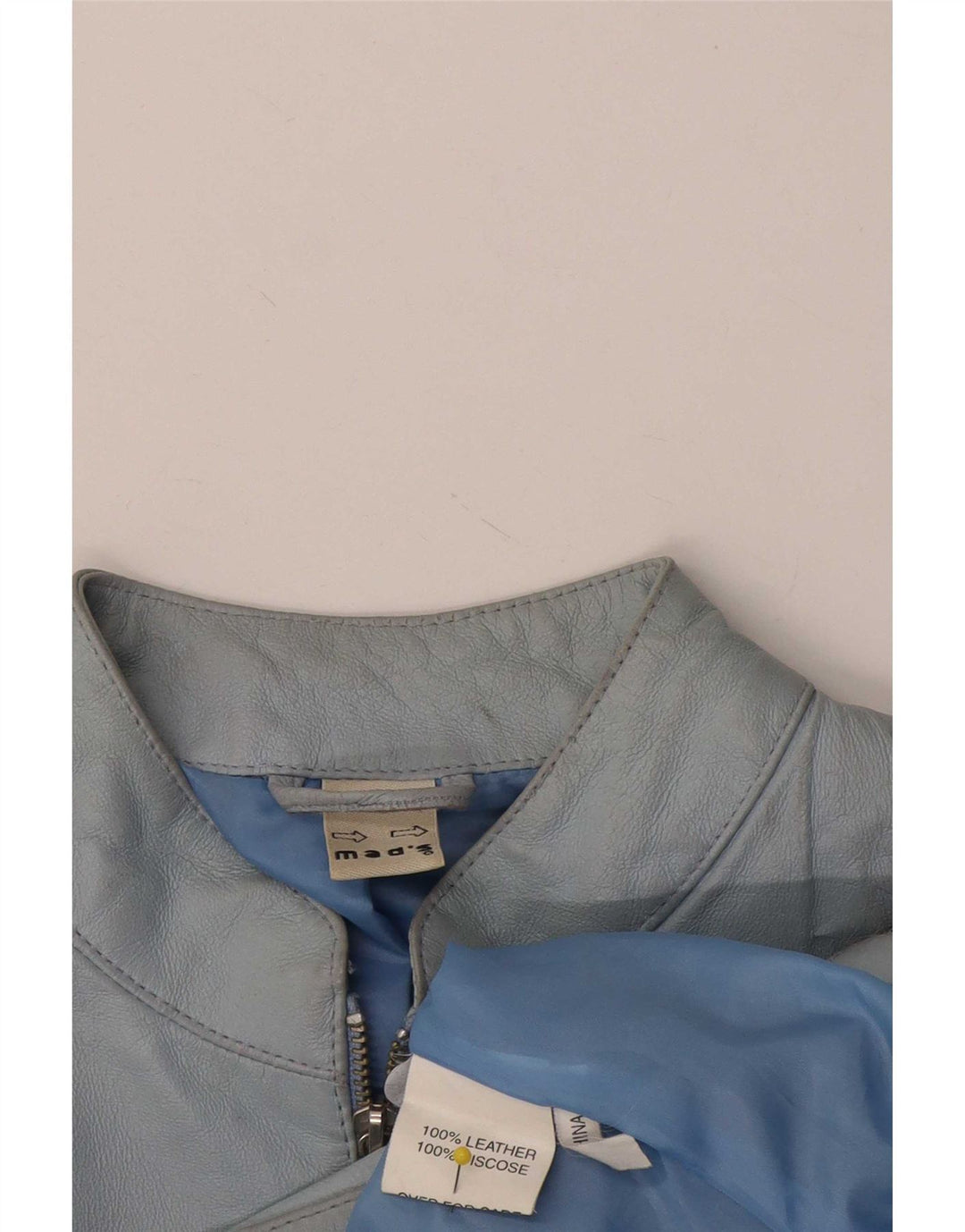 Vintage Damen Lederjacke UK 14 Mittelblaues Leder