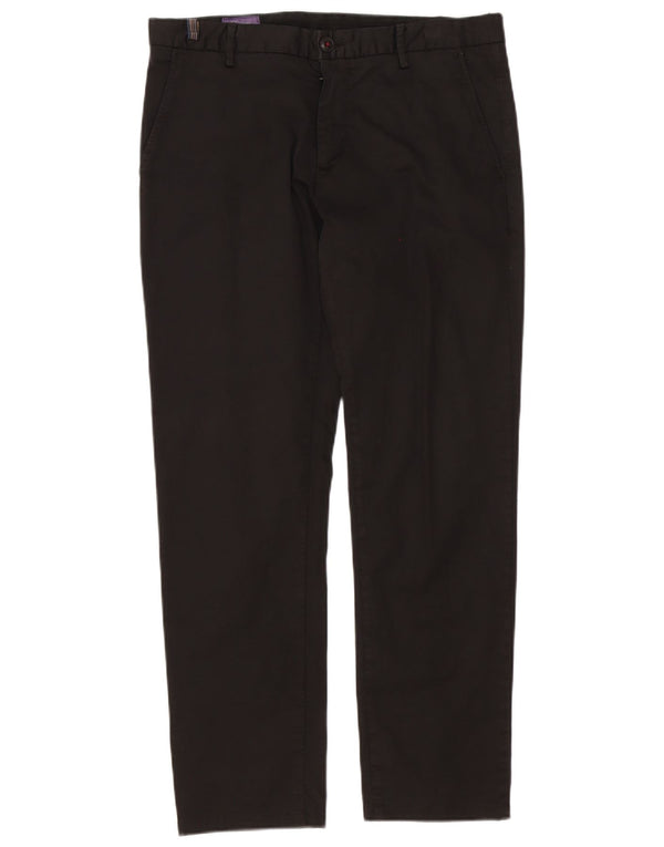 Vintage Herren Straight Chino Hose IT 48 Medium W34 L30 Schwarze Baumwolle