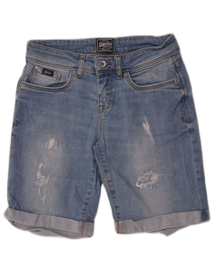 Superdry Damen Distressed Denim Shorts W26 Small Blau