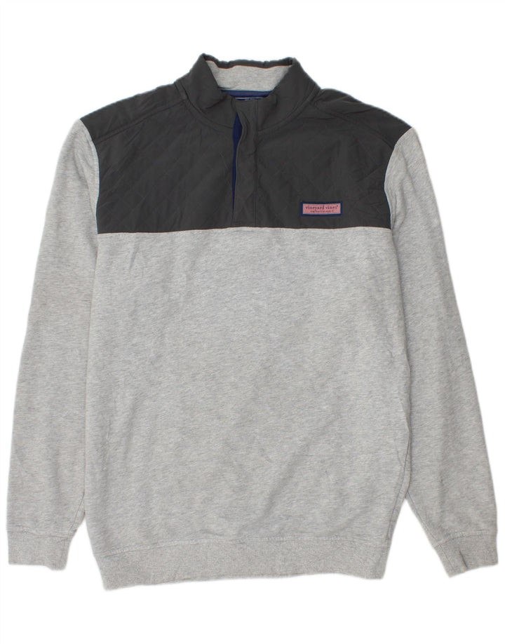 VINEYARD VINES Herren-Sweatshirt mit lockerer Passform, Mittelgrau, Farbblock