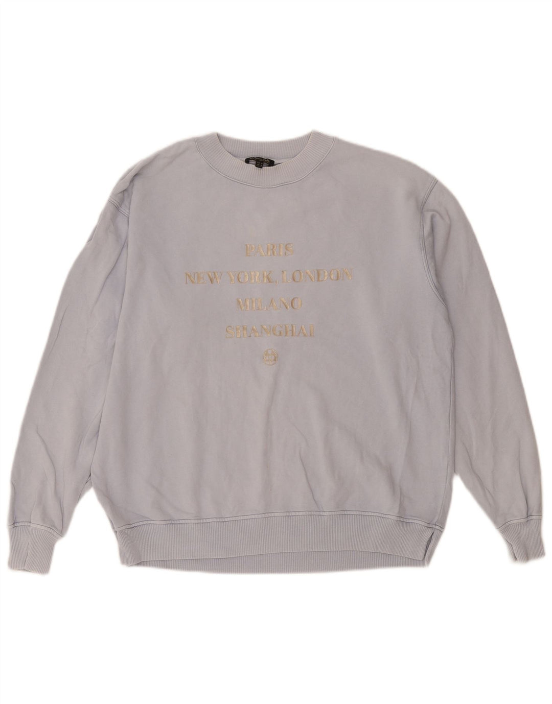 Massimo Dutti Damen-Sweatshirt mit Grafik-Übergröße, Größe UK 14, Mittelblau