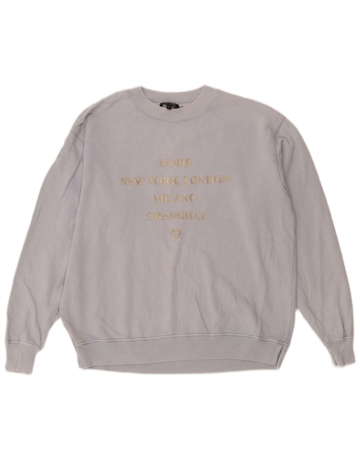 Massimo Dutti Damen-Sweatshirt mit Grafik-Übergröße, Größe UK 14, Mittelblau