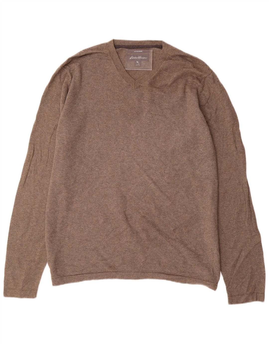 EDDIE BAUER Herren-Pullover mit V-Ausschnitt, groß, graue Baumwolle