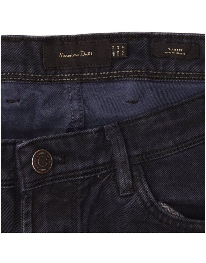 Massimo Dutti Herren Slim Jeans EU 44 Large W34 L30 Marineblau