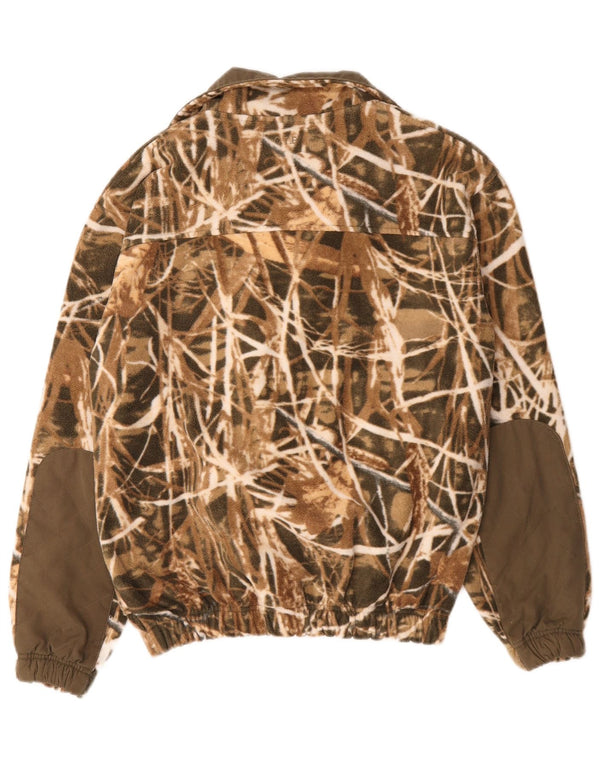 Vintage Herren Fleecejacke UK 36 Small Khaki Camouflage Polyester