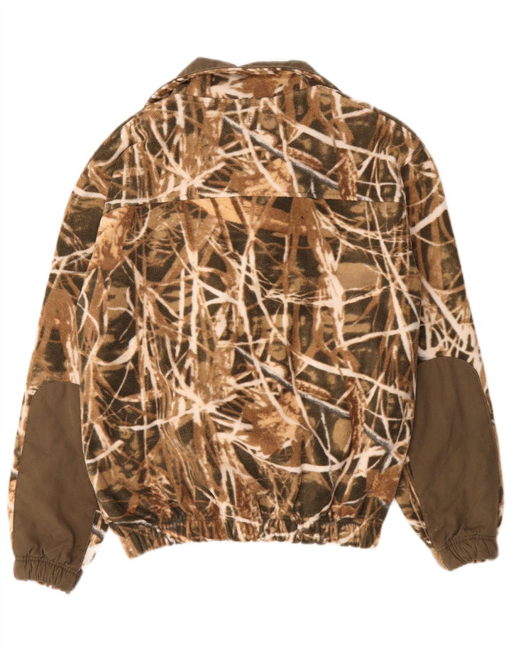 Vintage Herren Fleecejacke UK 36 Small Khaki Camouflage Polyester