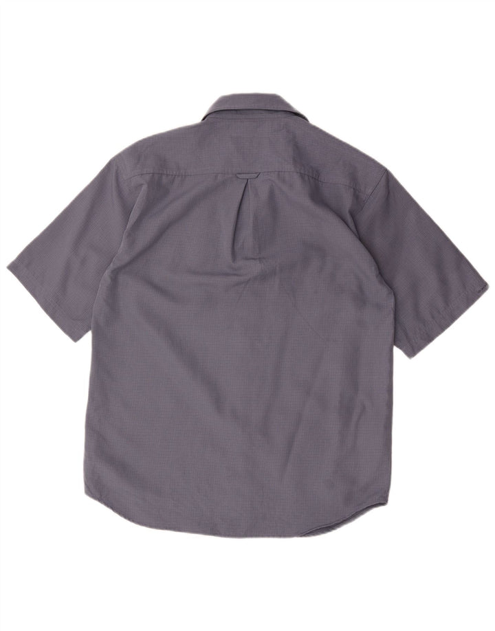 Columbia Herren-Kurzarmhemd, kleines blaues Gingham-Polyester