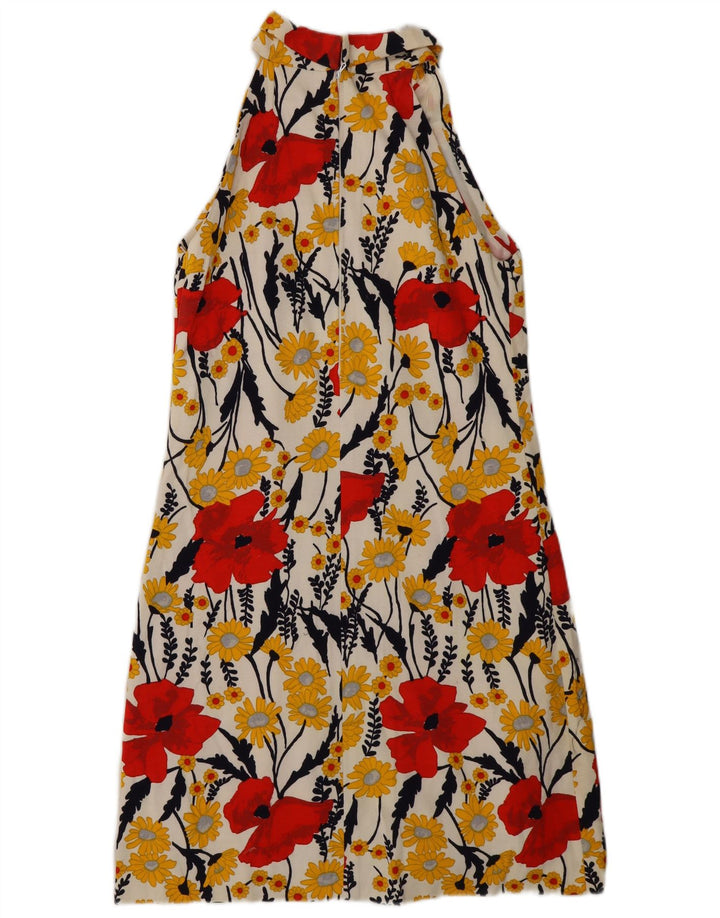 Leonard Damen Neckholder-Kleid UK 12 Medium Mehrfarbig mit Blumenmuster