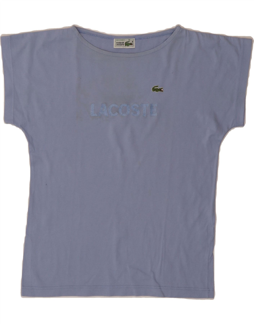 LACOSTE Womens Graphic T-Shirt Top Size 40 Medium Blue Cotton Vintage Lacoste and Second-Hand Lacoste from Messina Hembry 