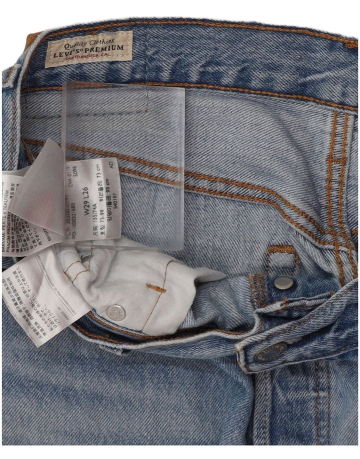 LEVI'S Damen 501 Distressed Straight Jeans W29 L26 Blaue Baumwolle