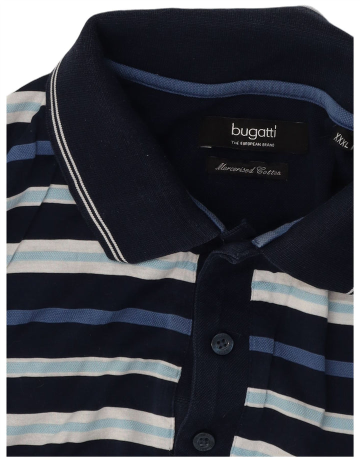 BUGATTI Herren Poloshirt 3XL Marineblau gestreift aus Baumwolle