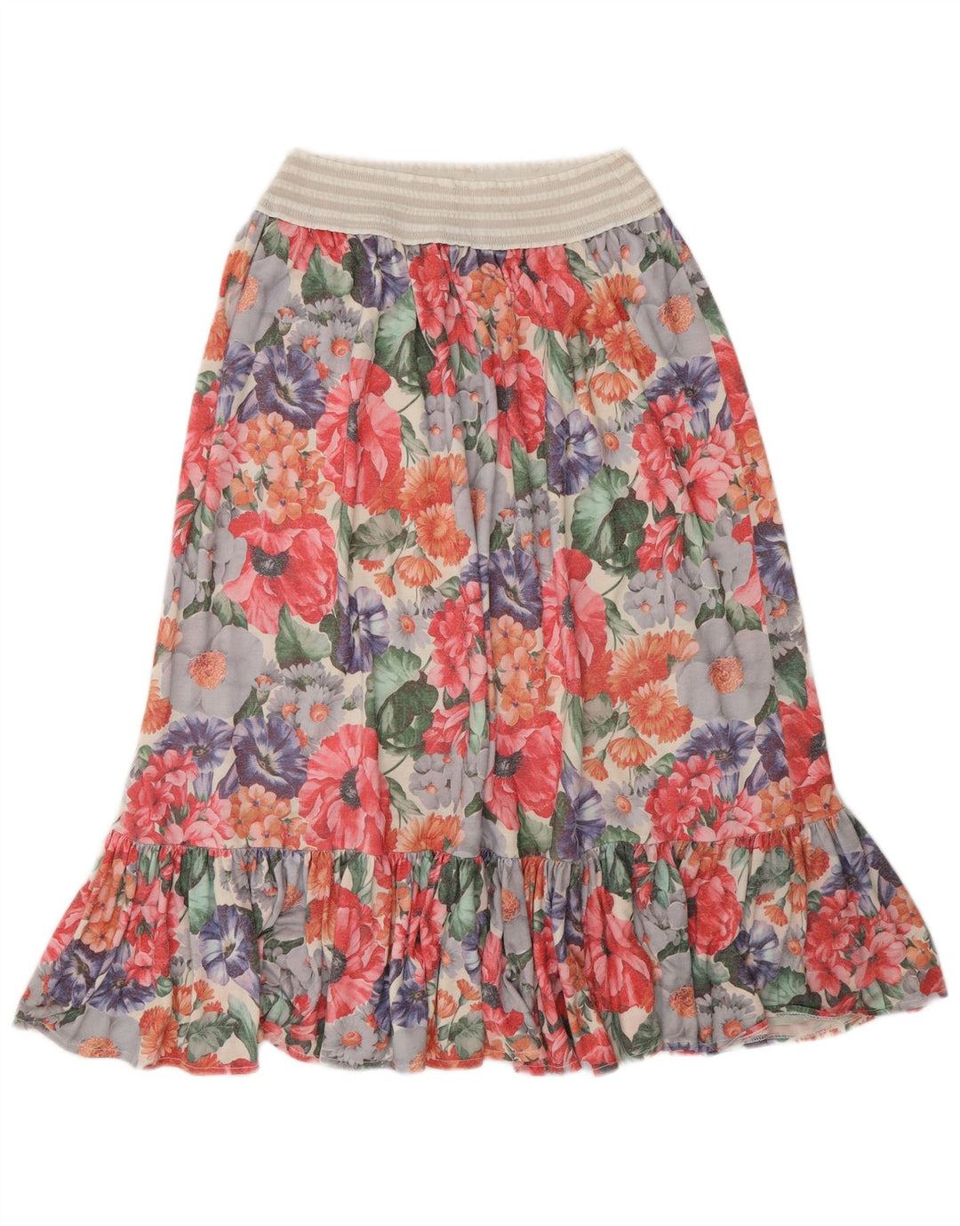Vintage Damen A-Linie Rock W26 Kleines mehrfarbiges Blumenmuster