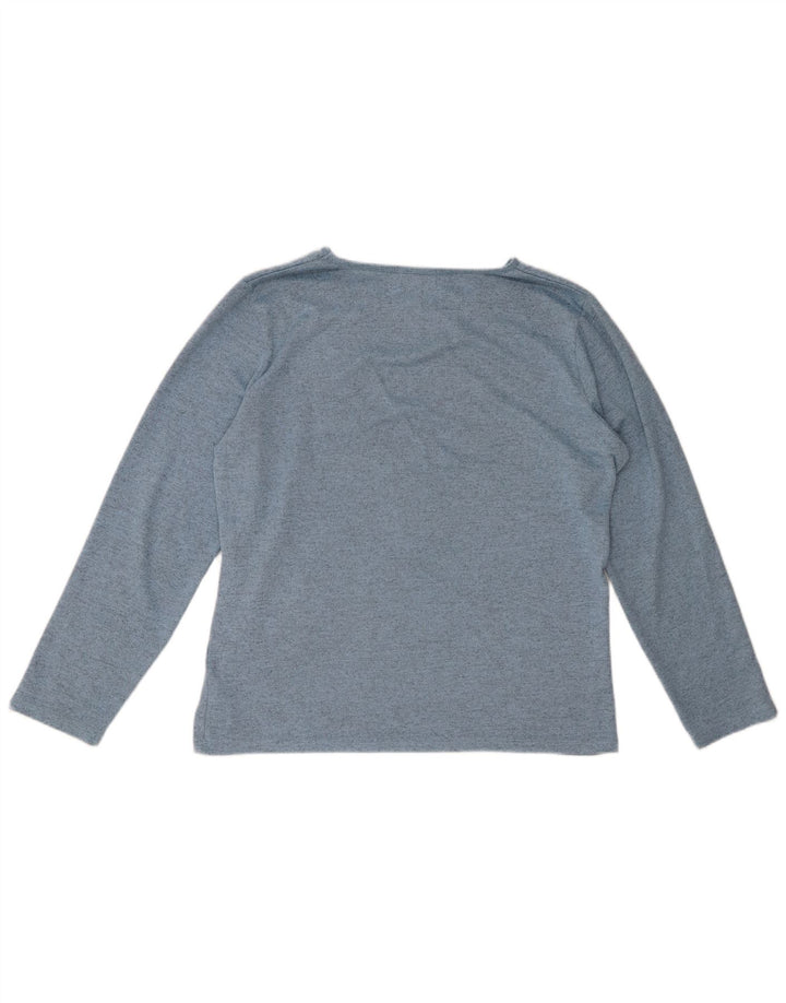 Paco Boutique Damen Top Langarm UK 14 Mittelblaues Blumenmuster aus Polyester