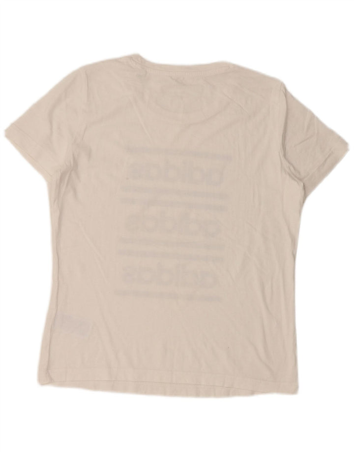 ADIDAS Damen Grafik T-Shirt Top UK 16/18 Large Weiße Baumwolle