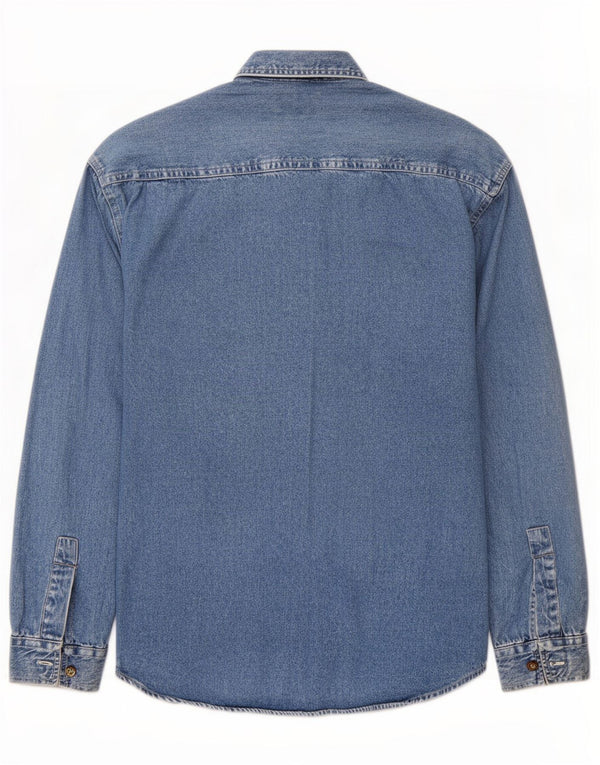 Vintage Herren-Jeanshemd mit normaler Passform, kleine blaue Baumwolle