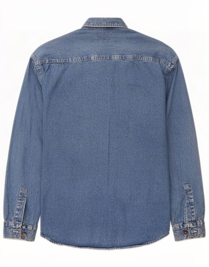 Vintage Herren-Jeanshemd mit normaler Passform, kleine blaue Baumwolle