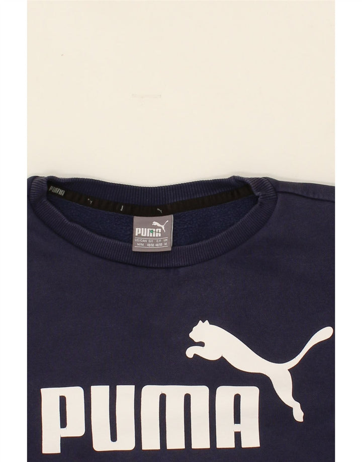 PUMA Mens Graphic Sweatshirt Jumper Medium Navy Blue Cotton Vintage Puma and Second-Hand Puma from Messina Hembry 