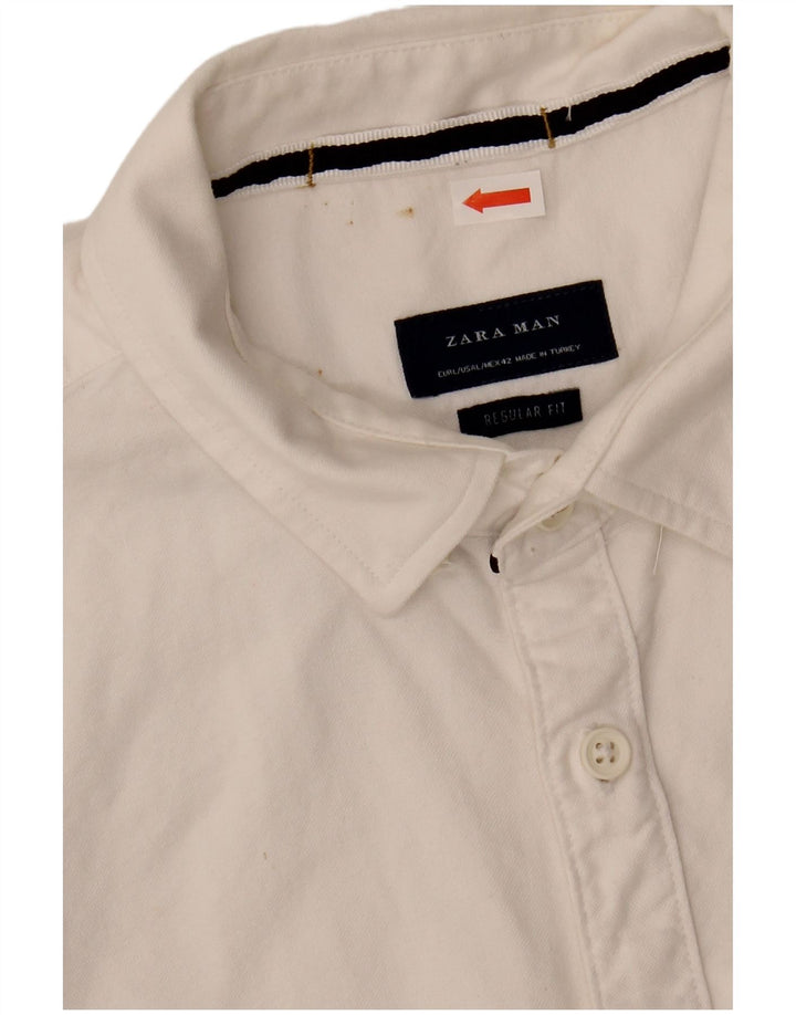 ZARA Mens Regular Fit Shirt EU 42 Large White Cotton