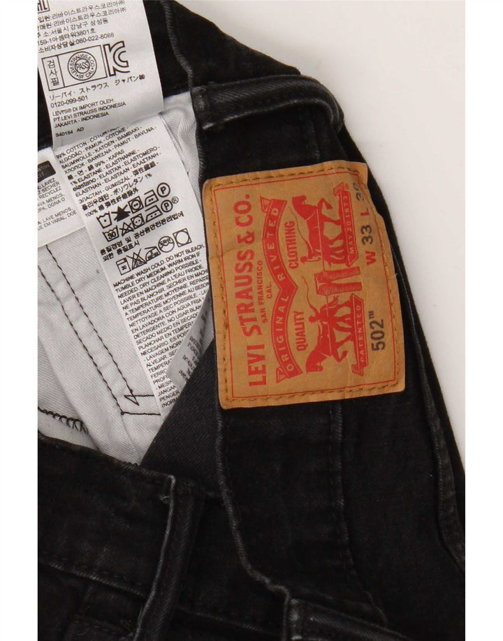 Levi's Herren 502 Straight Jeans W33 L27 Schwarze Baumwolle