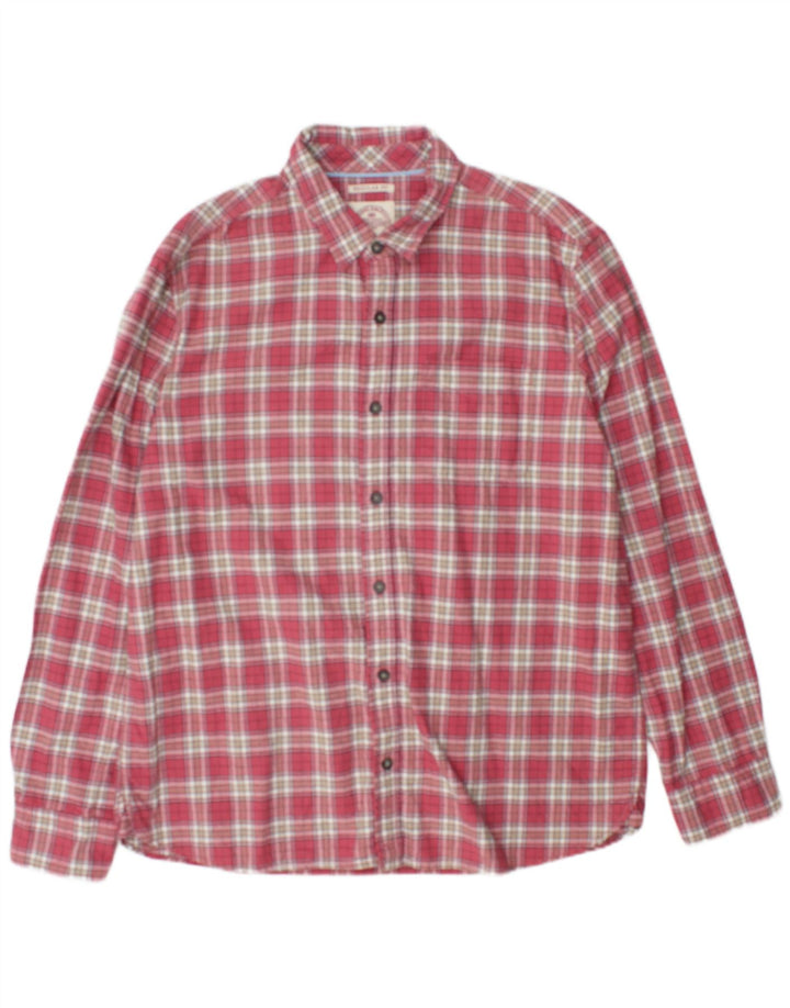 Fat Face Herren-Hemd mit normaler Passform, XL, rot kariert, Baumwolle
