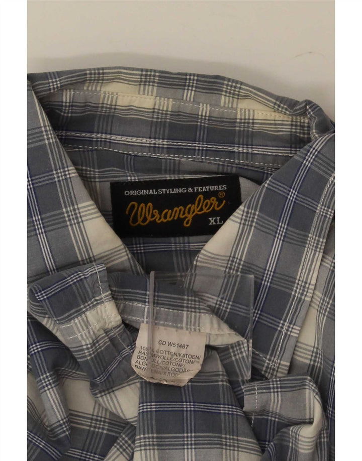 Wrangler Herrenhemd XL, blau kariert, Baumwolle