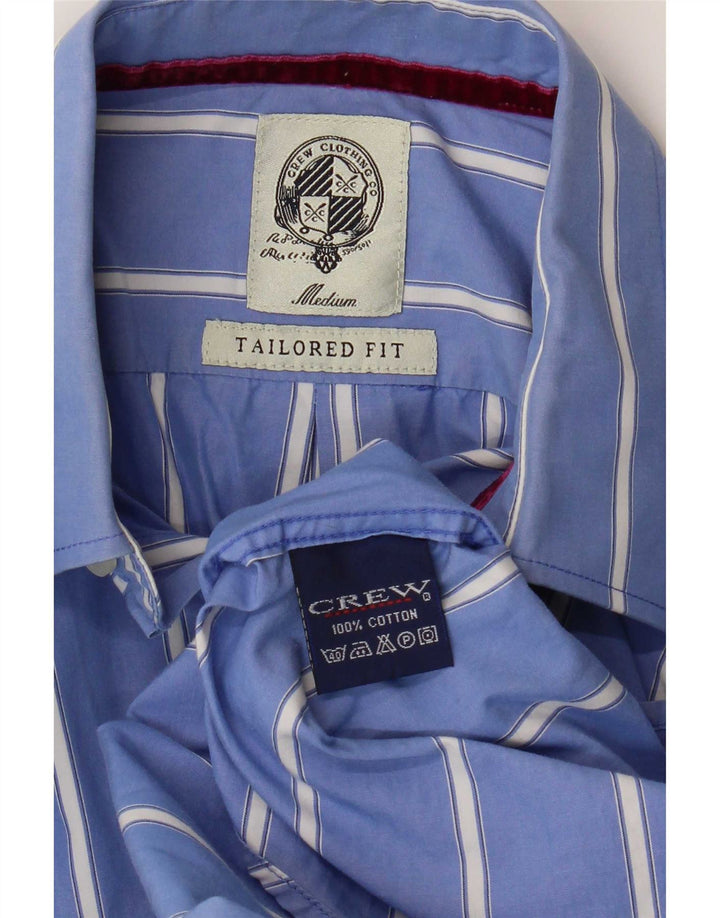 Crew Clothing Herren-Hemd mit maßgeschneiderter Passform, mittelblau, gestreift, Baumwolle