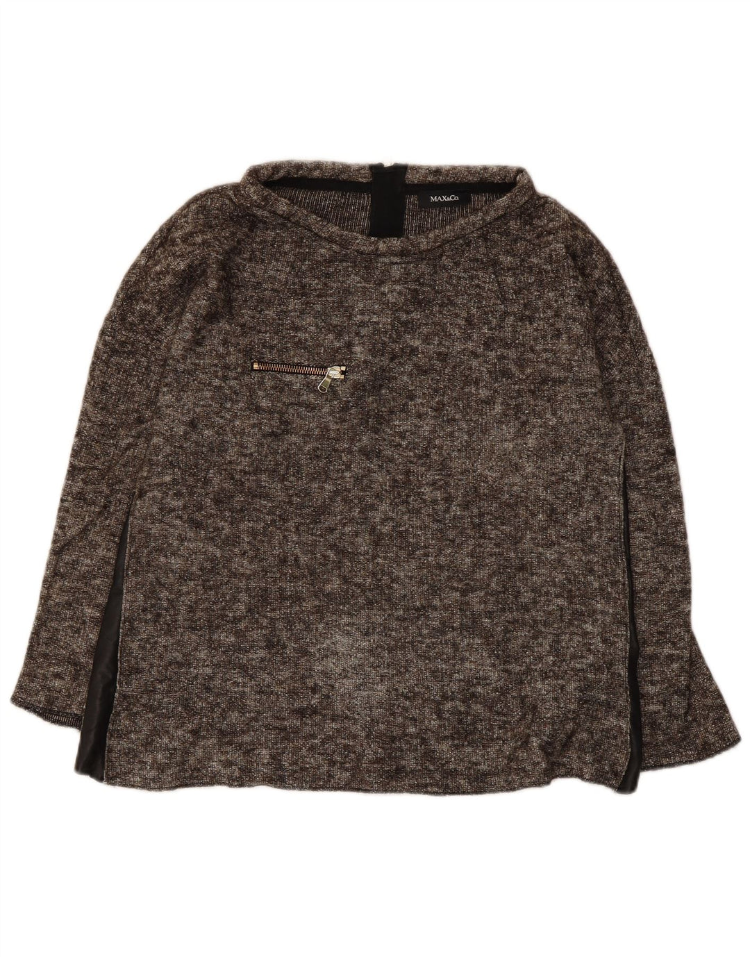 Max & Co. Damen Top Langarm UK 12 Mittelbraun meliert