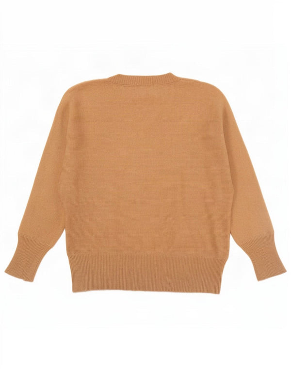 Massimo Dutti Damen-Pullover mit V-Ausschnitt, UK 14, mittelbeige Wolle