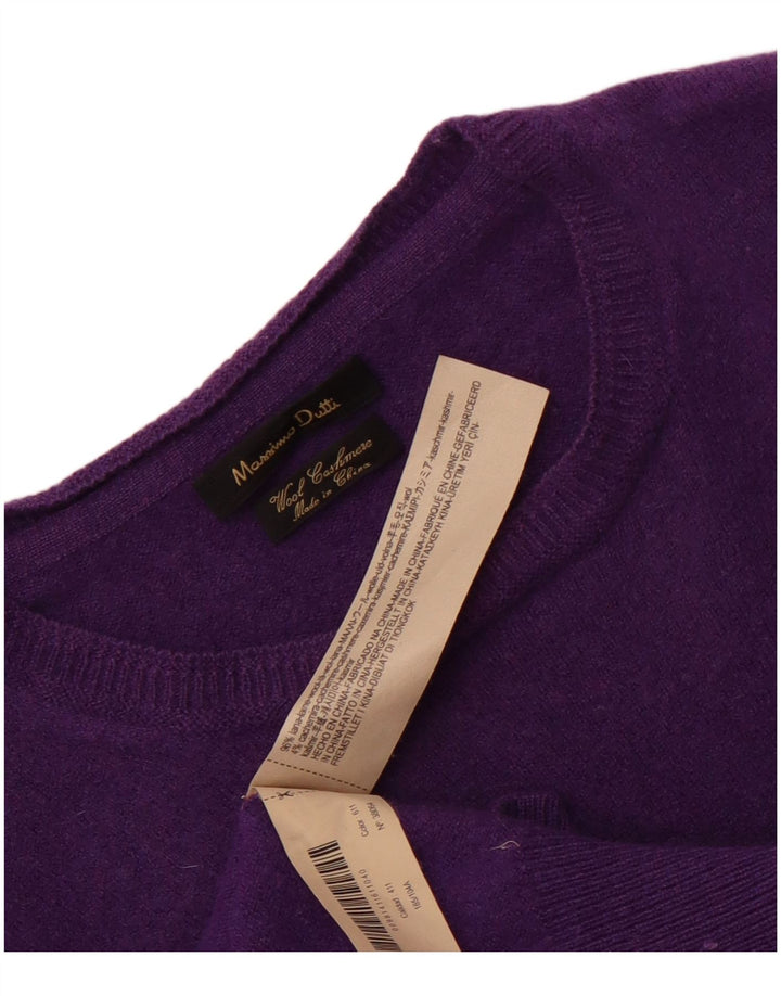 MASSIMO DUTTI Damen-Pullover mit U-Boot-Ausschnitt, UK 14, Größe L, violette Wolle