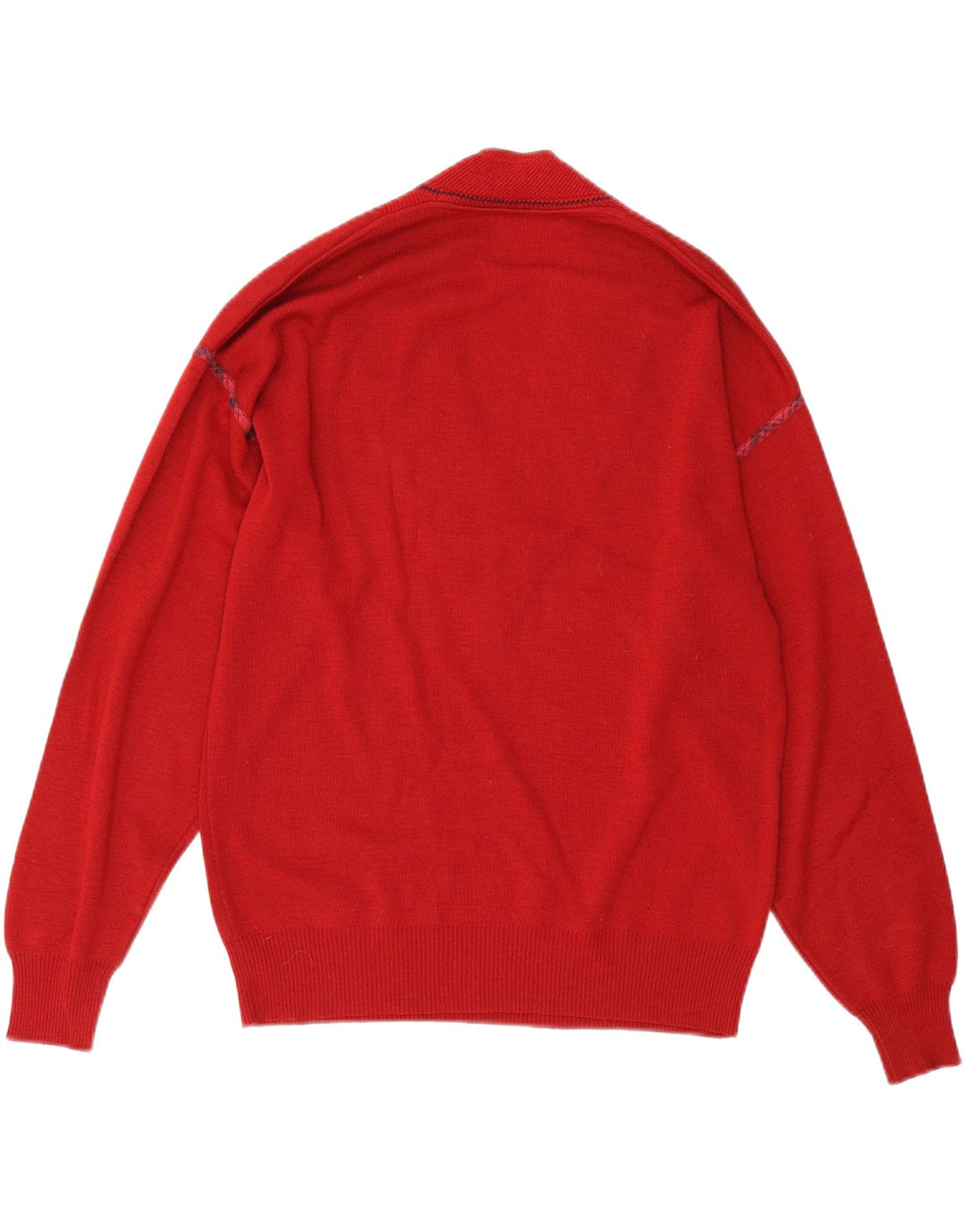 Il Granchio Herren-Pullover mit grafischem V-Ausschnitt, kleine rot gestreifte Wolle
