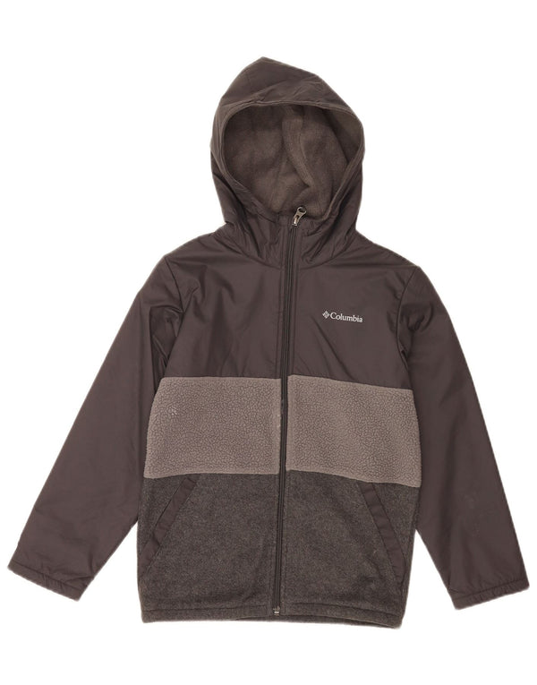 Columbia Jungen-Trainingsanzug mit Kapuze, Top-Jacke, 7–8 Jahre, Größe S, Grau, Farbblock