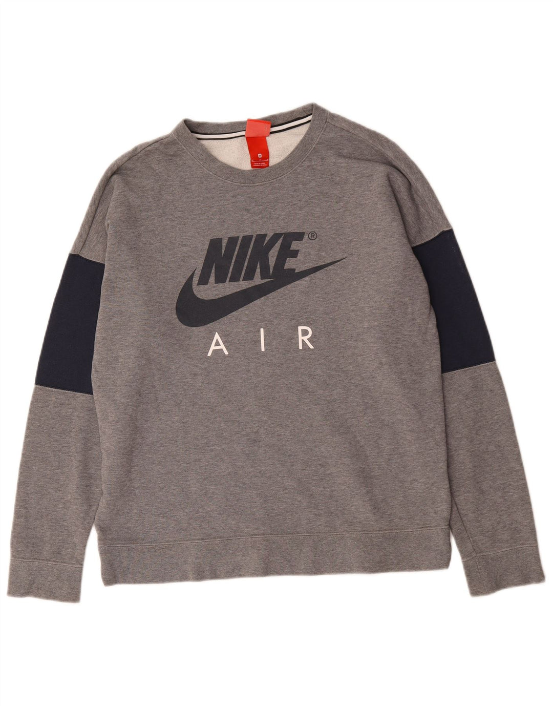 Nike Herren Grafik-Sweatshirt-Pullover aus mittelgrauer Colourblock-Baumwolle