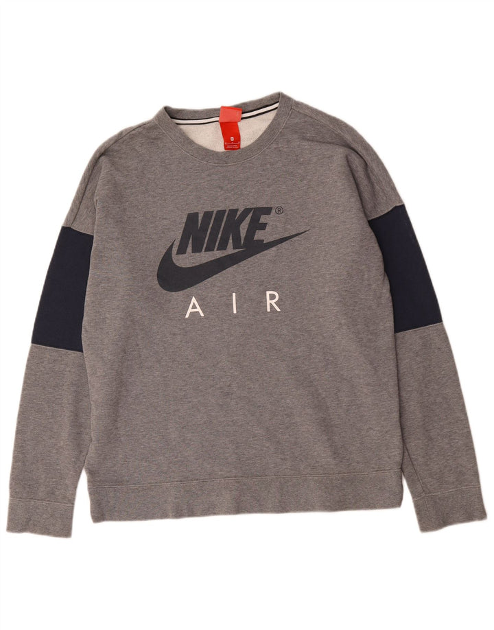 Nike Herren Grafik-Sweatshirt-Pullover aus mittelgrauer Colourblock-Baumwolle