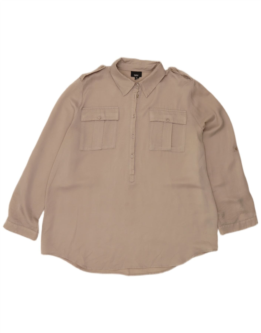 MOSSIMO Womens Military Pullover Shirt UK 18 XL Beige Polyester