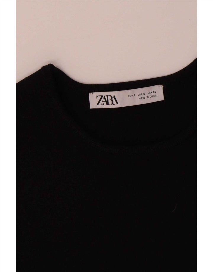 Zara Damen Weste Top UK 10 Small Schwarz Polyester