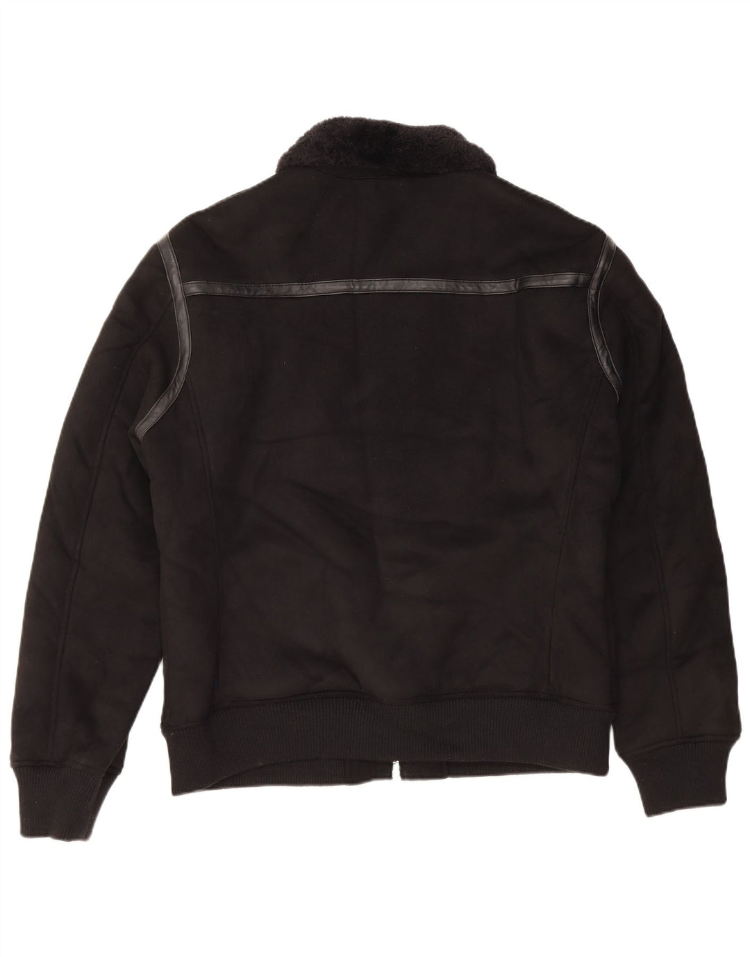 Zara Herren Sherpa Jacke UK 40 Large Schwarz Polyester