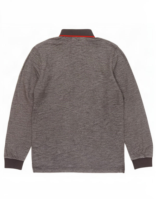 U.S. Polo Assn. Herren-Langarm-Poloshirt aus kleiner, grau gesprenkelter Baumwolle