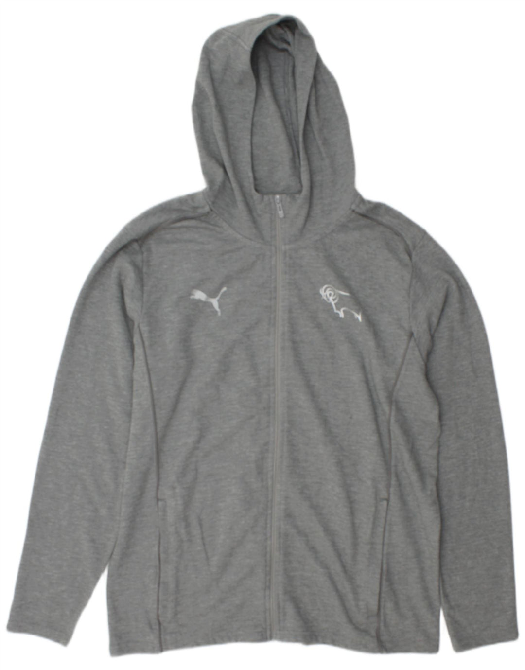 Puma Herren-Kapuzenpullover mit Reißverschluss, groß, grau meliert